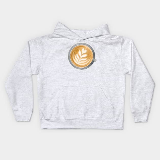 Latte Art Watercolour Painting Kids Hoodie by Flowering Words